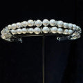 Pearl Rhinestone Bridal Headband & Earrings Set, Silver Classic Pearl Wedding Hair Jewelry for Bride