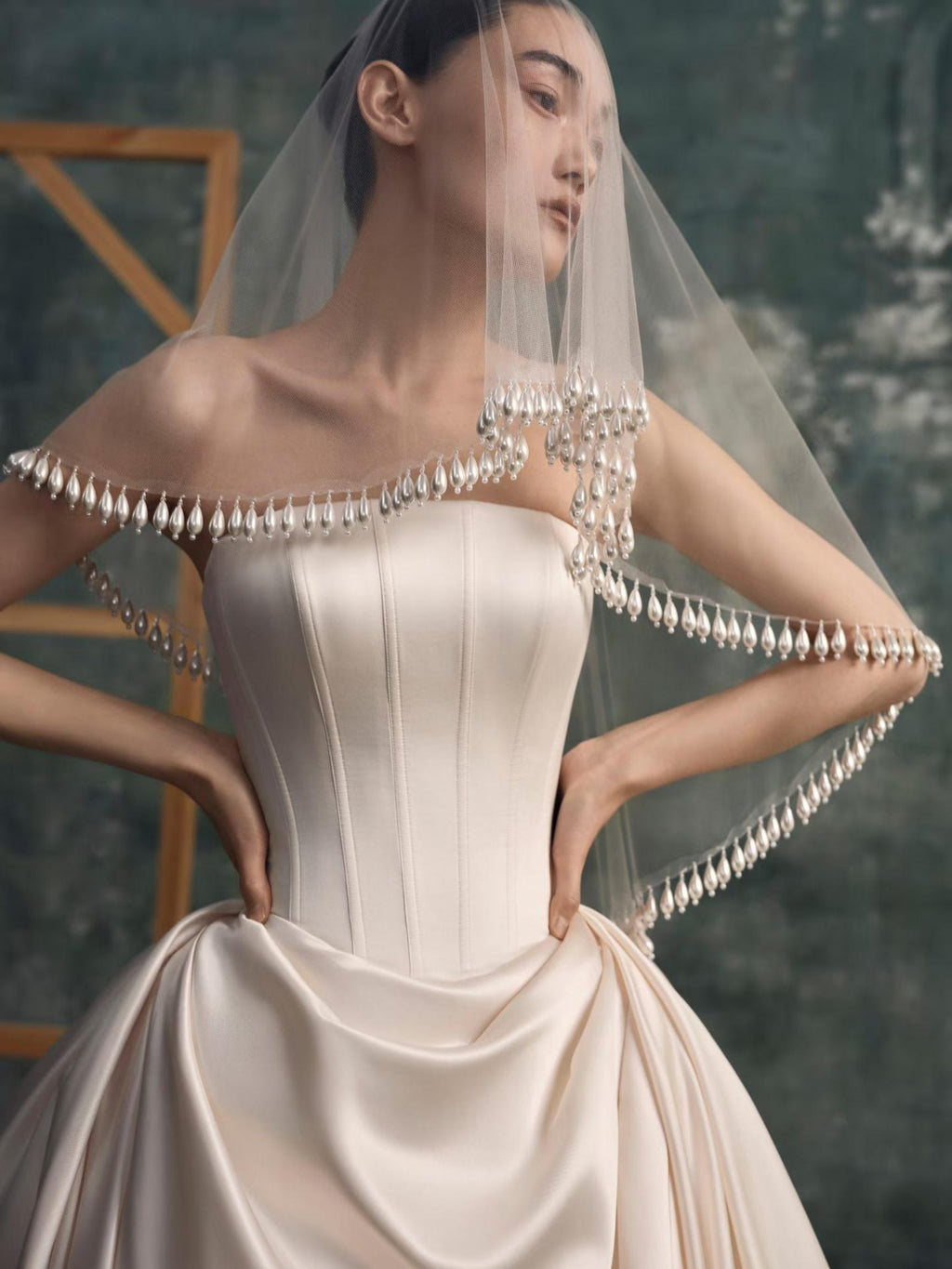 Luxury Structured Satin Ball Gown Custom Handmade Wedding Dress