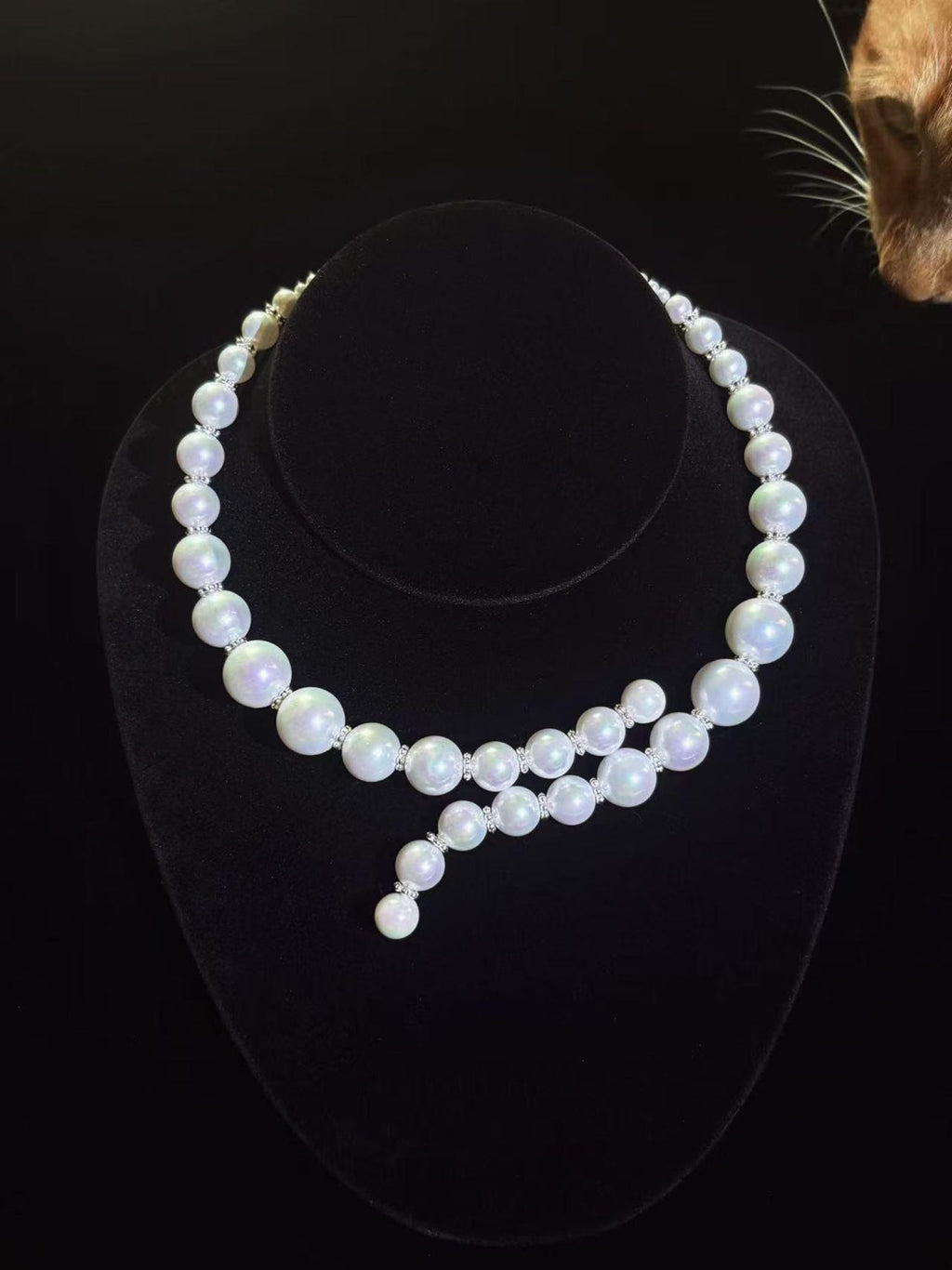 Graduated Large Pearl Bridal Choker Necklace, Statement White Pearl Wedding Necklace For Bride