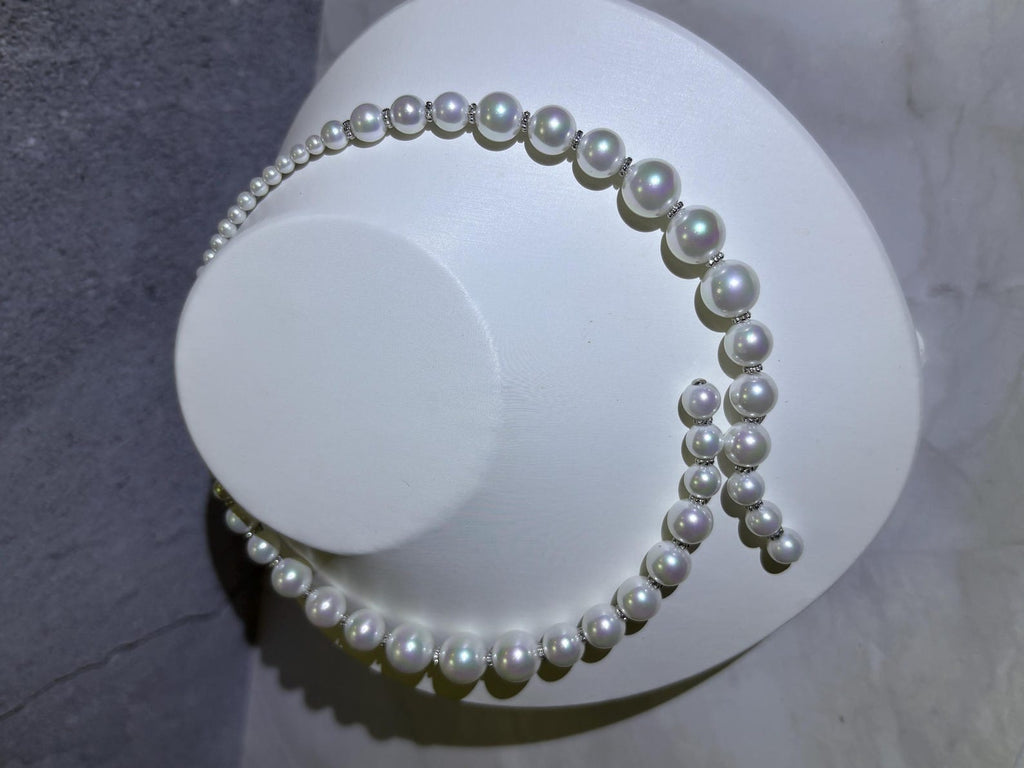 Graduated Large Pearl Bridal Choker Necklace, Statement White Pearl Wedding Necklace For Bride