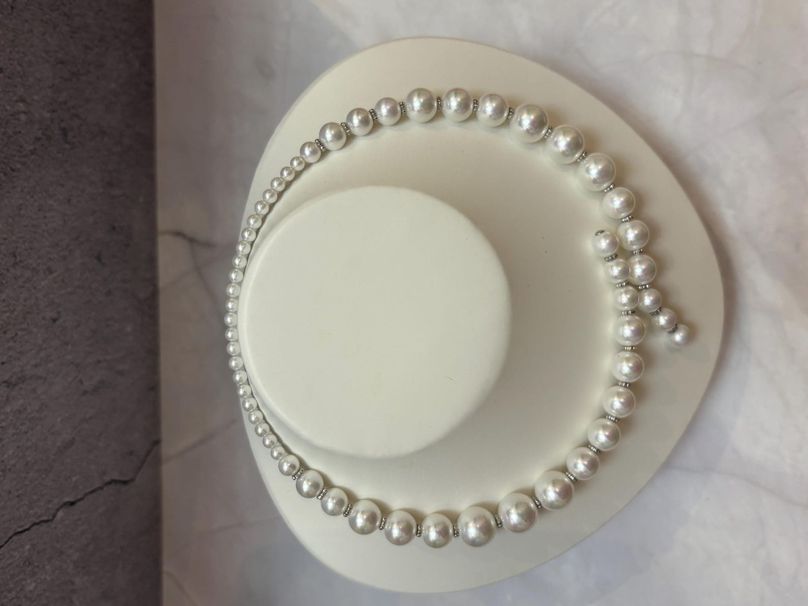 Graduated Large Pearl Bridal Choker Necklace, Statement White Pearl Wedding Necklace For Bride