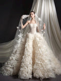 Luxury Handmade 3D Rose Voluminous Skirt Wedding Gown