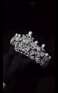 Pearl Bridal Tiara, Vintage Wedding Crown, Romantic Bride Hair Accessory For Wedding