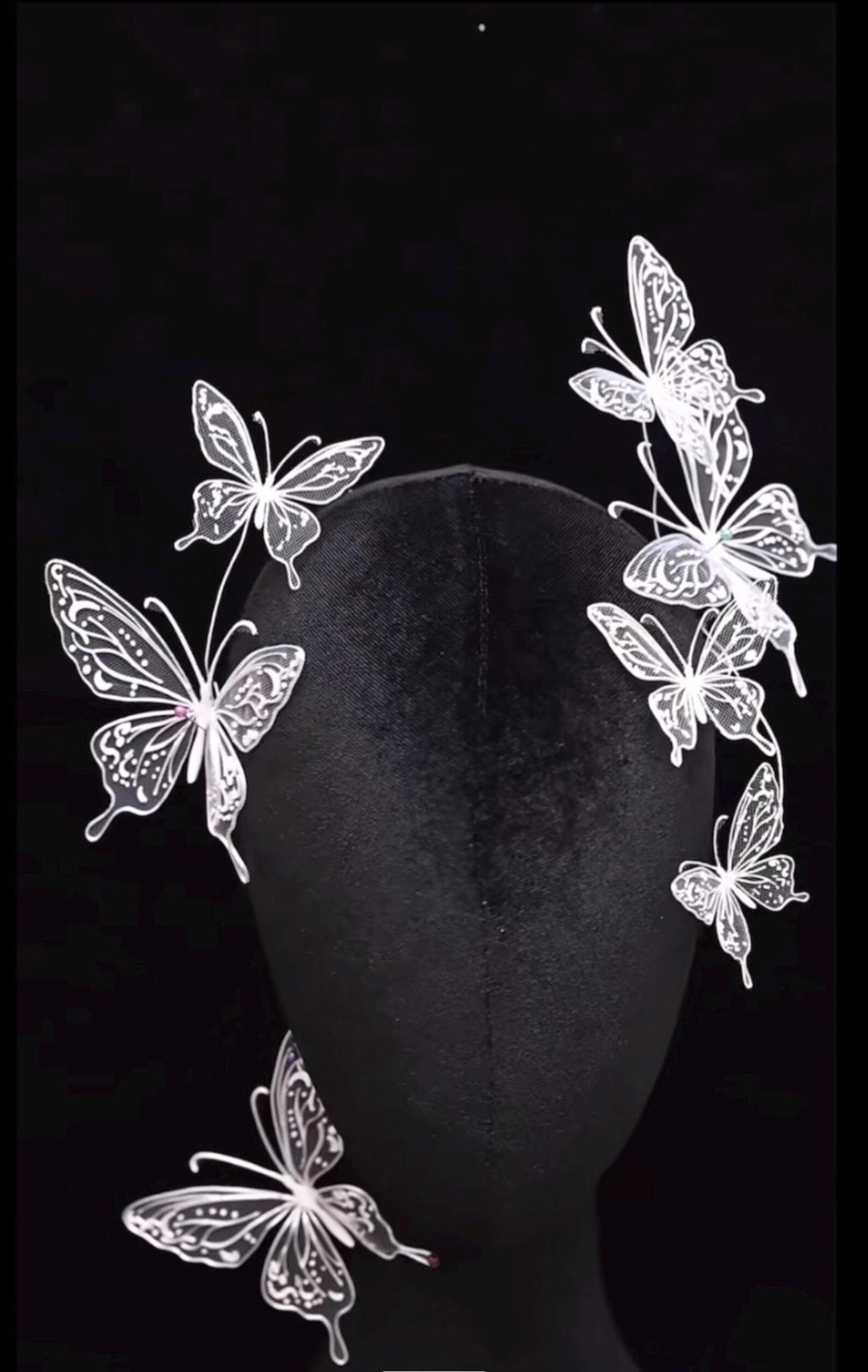 White Mesh Butterfly Bridal Headpiece, Fairy Lace Butterfly Hair Accessory, Wedding Photoshoot Hair Crown