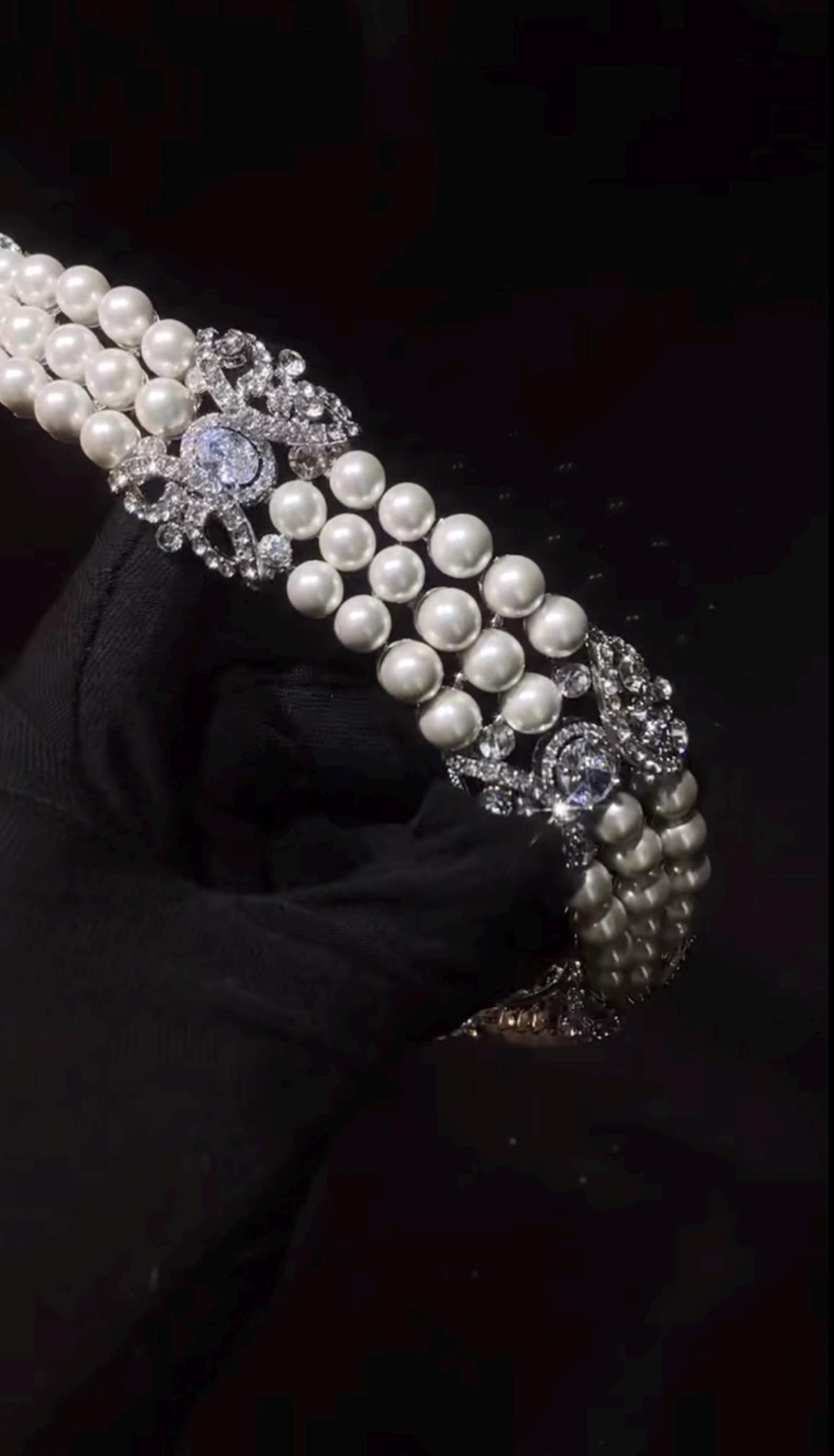 Royal Vintage Multi Strand Pearl Bridal Tiara, Ornate Crystal Rhinestone Silver Wedding Headpiece, Elegant Bridal Hair Crown