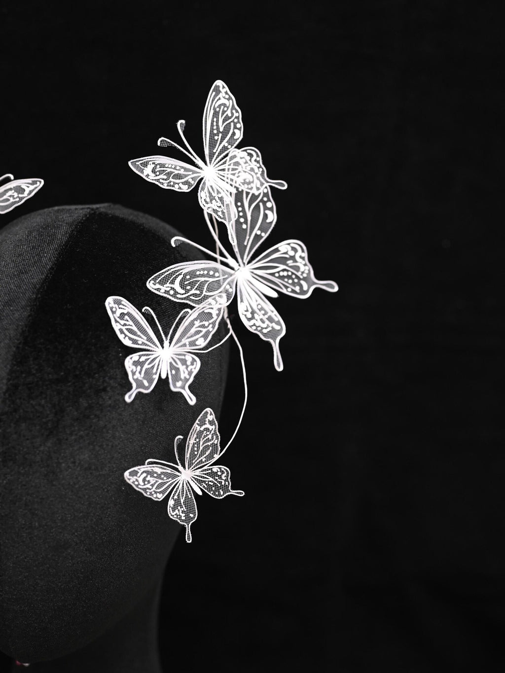 White Mesh Butterfly Bridal Headpiece, Fairy Lace Butterfly Hair Accessory, Wedding Photoshoot Hair Crown