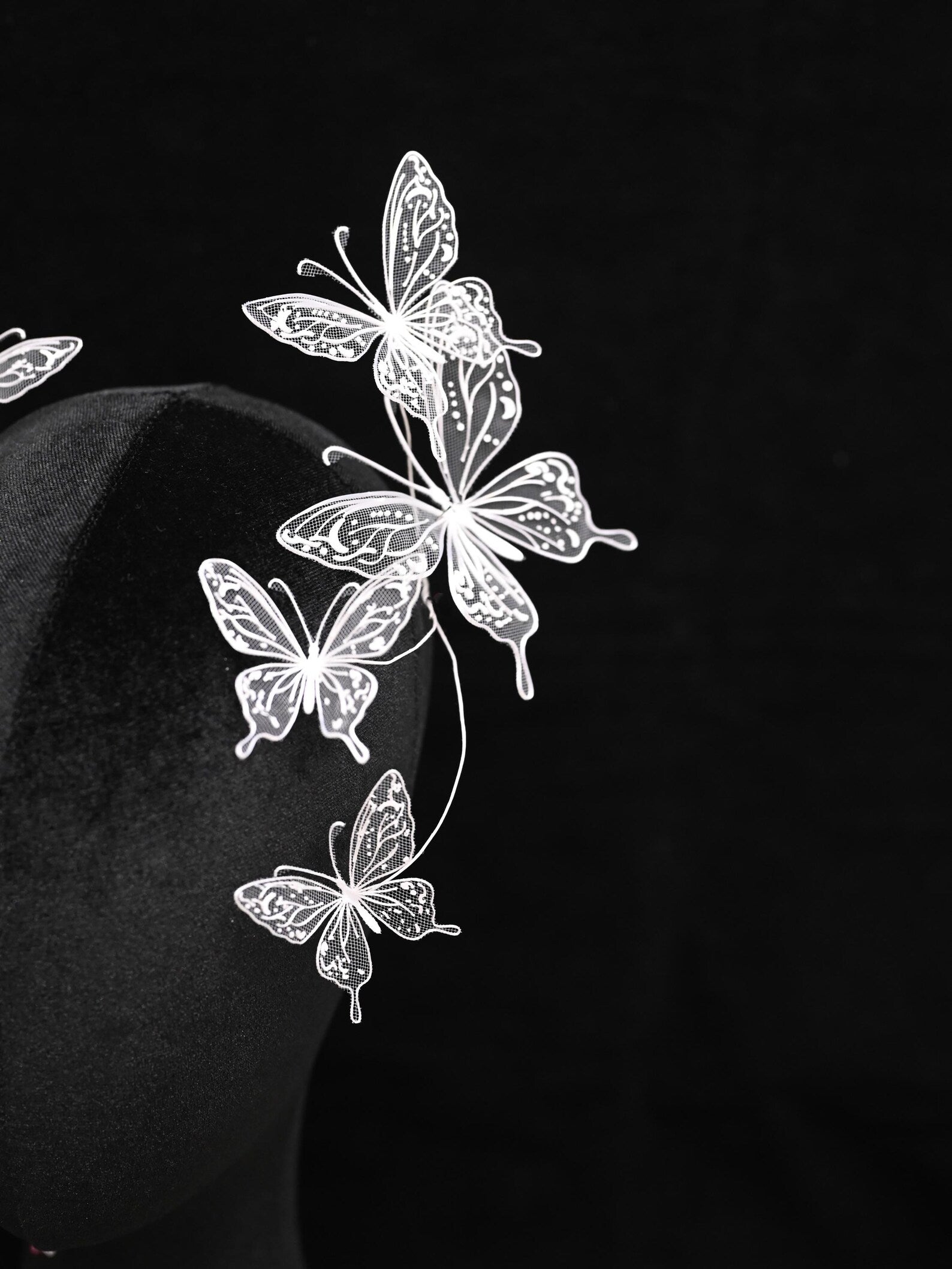 White Mesh Butterfly Bridal Headpiece, Fairy Lace Butterfly Hair Accessory, Wedding Photoshoot Hair Crown