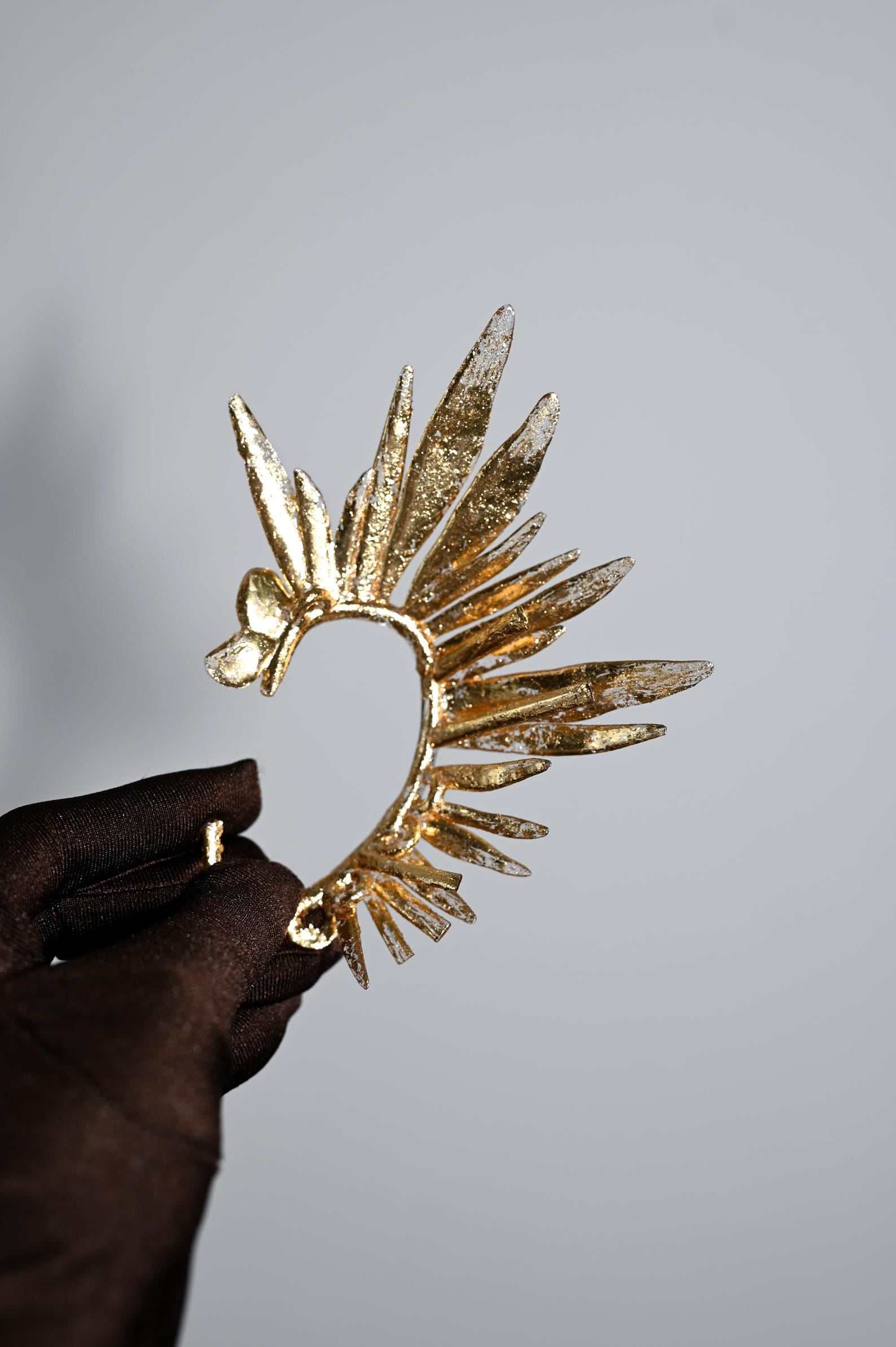 Gold Wing Ear Cuff, Greek Goddess Ear Wrap, Angel Spike Wing Earring, Non Pierced Bridal Ear Accessory
