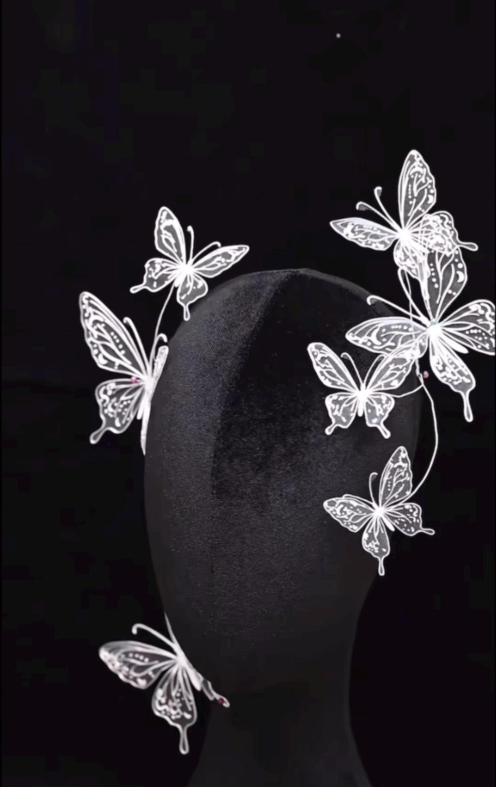 White Mesh Butterfly Bridal Headpiece, Fairy Lace Butterfly Hair Accessory, Wedding Photoshoot Hair Crown