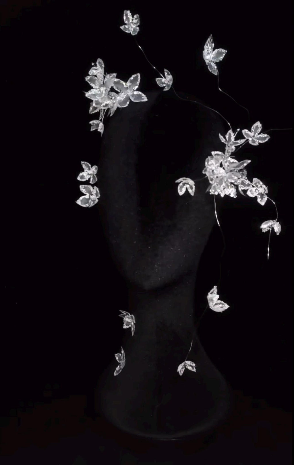 Crystal Floral Floating Bridal Headpiece, Sparkling Petal Wedding Hair Accessory, Whimsical Flower Bridal Hair Crown