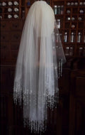 Waterfall Crystal Tassel Wedding Veil, Draping Beaded Fringe Bridal Veil, Sparkly Crystal Drop Edge Short Tulle Veil