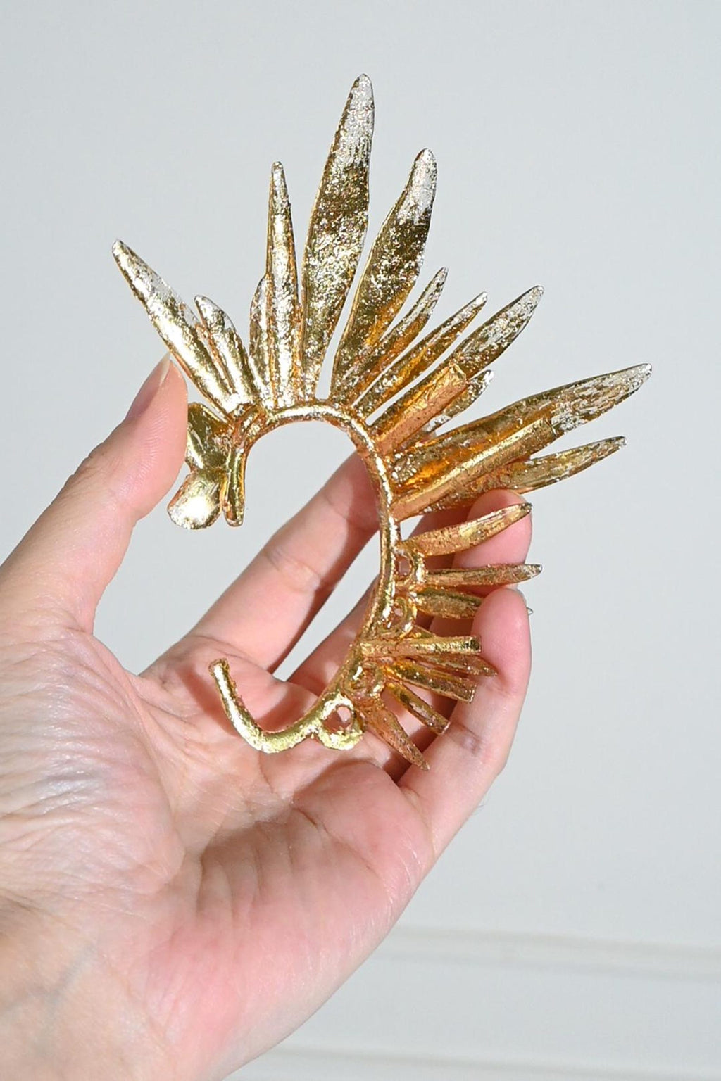 Gold Wing Ear Cuff, Greek Goddess Ear Wrap, Angel Spike Wing Earring, Non Pierced Bridal Ear Accessory