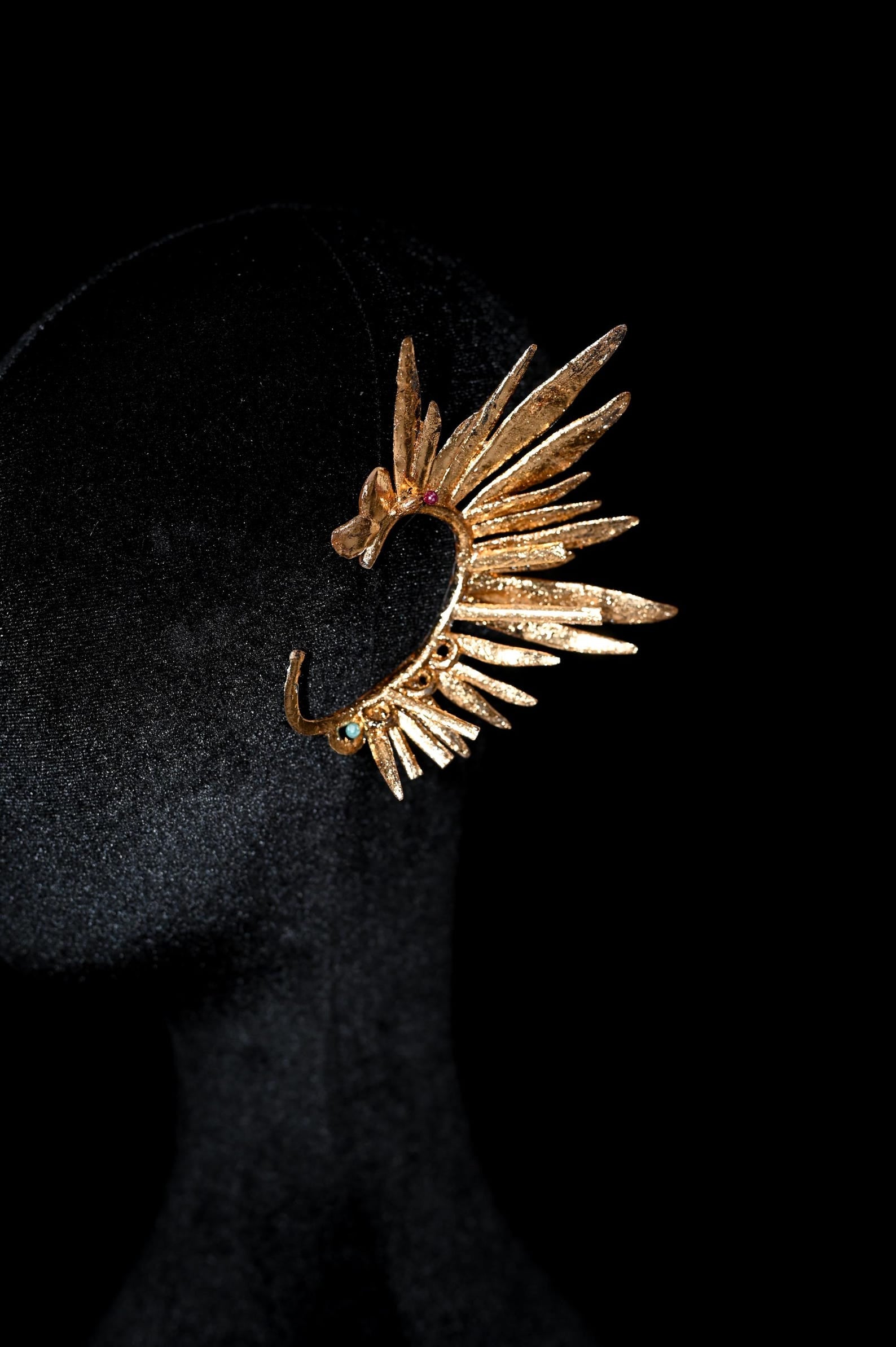 Gold Wing Ear Cuff, Greek Goddess Ear Wrap, Angel Spike Wing Earring, Non Pierced Bridal Ear Accessory