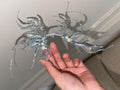 Light Blue Transparent Resin Phoenix Hair Piece, Pearl Crystal Bridal Headpiece, Icy Fantasy Wedding Hair Accessory