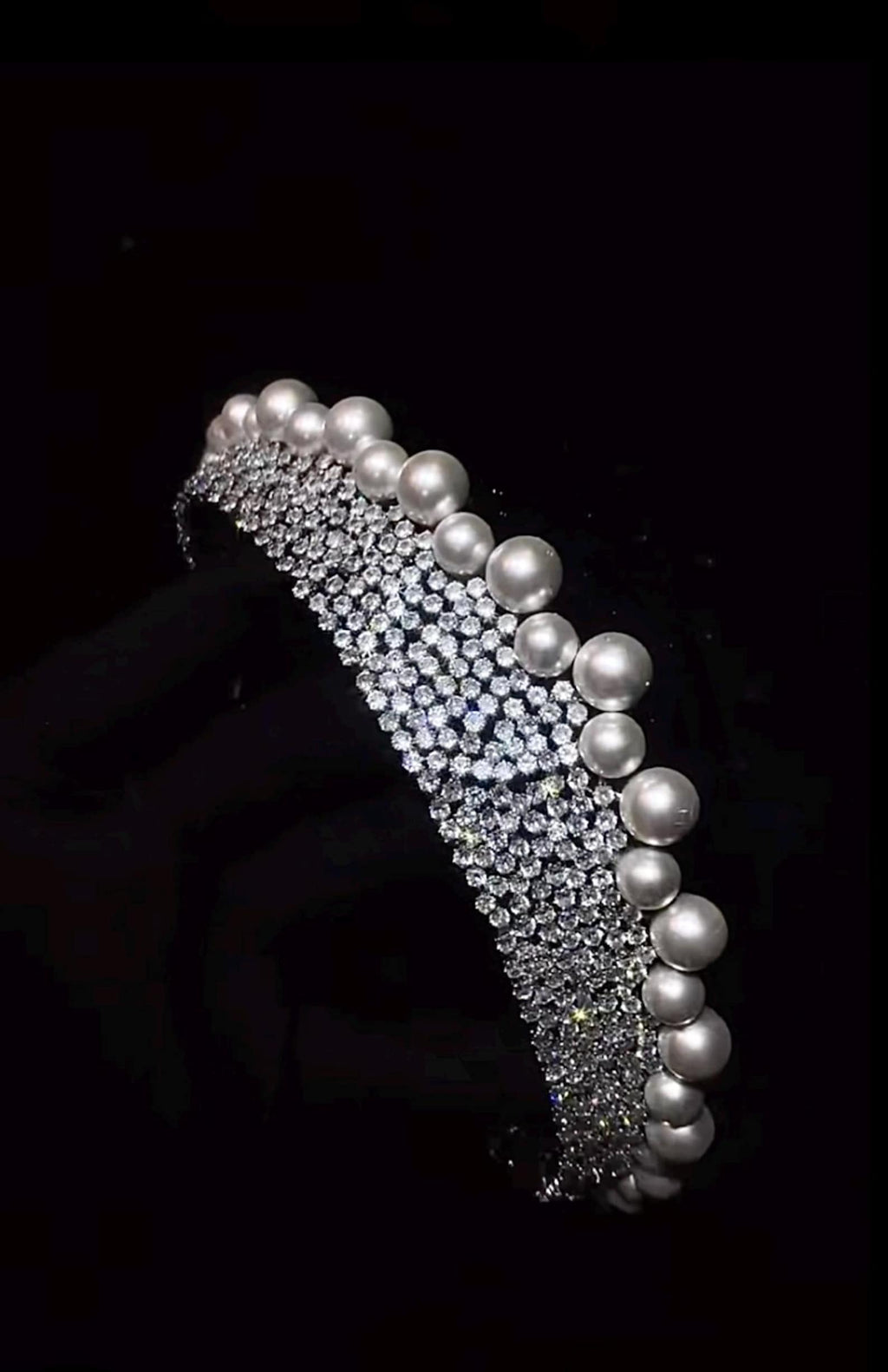 Vintage Regency Pearl Crystal Tiara, Sparkling CZ Bridal Crown, Royal Queen Wedding Headpiece, Elegant Pearl Diadem For Bride & Pageant