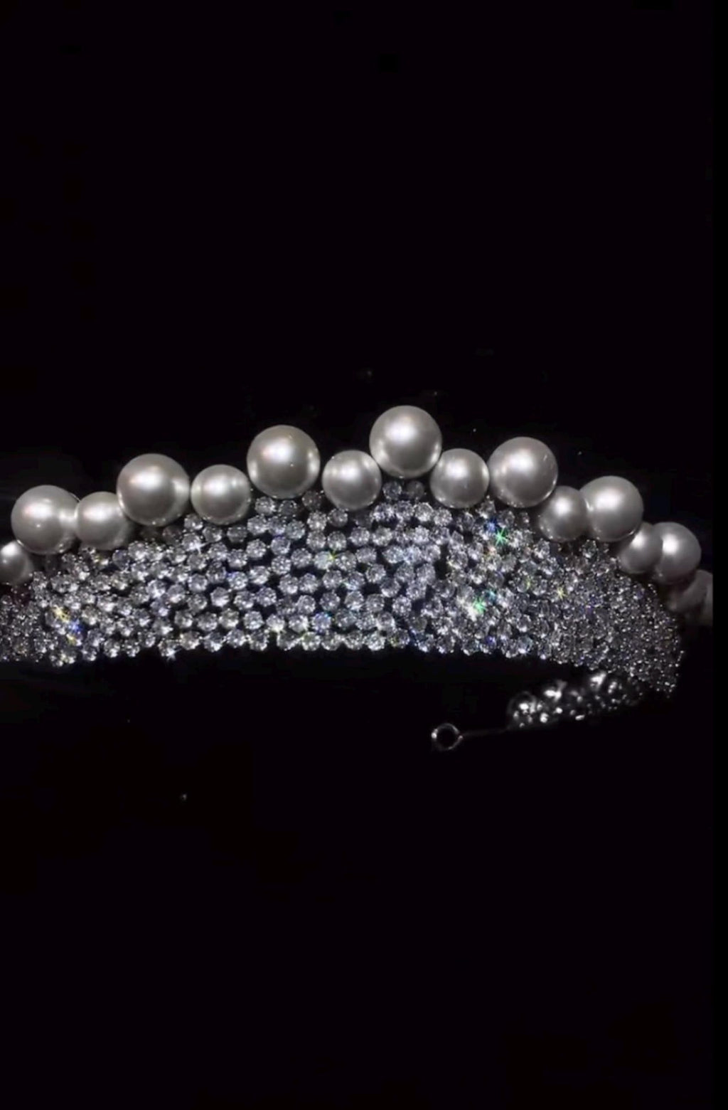 Vintage Regency Pearl Crystal Tiara, Sparkling CZ Bridal Crown, Royal Queen Wedding Headpiece, Elegant Pearl Diadem For Bride & Pageant