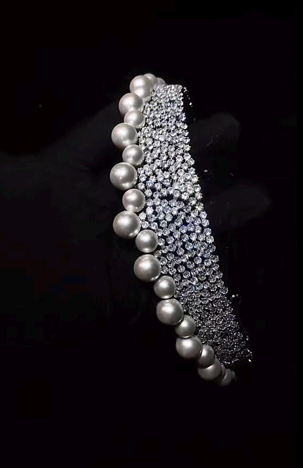 Vintage Regency Pearl Crystal Tiara, Sparkling CZ Bridal Crown, Royal Queen Wedding Headpiece, Elegant Pearl Diadem For Bride & Pageant
