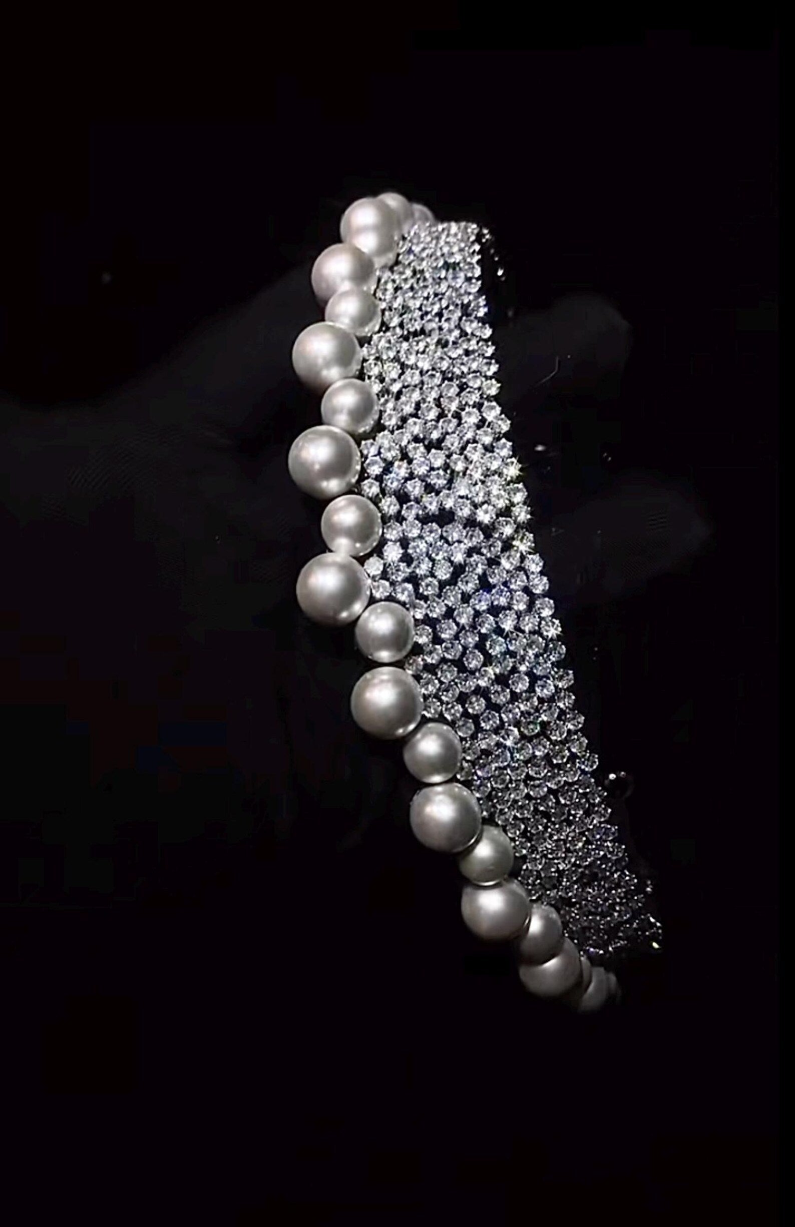 Vintage Regency Pearl Crystal Tiara, Sparkling CZ Bridal Crown, Royal Queen Wedding Headpiece, Elegant Pearl Diadem For Bride & Pageant