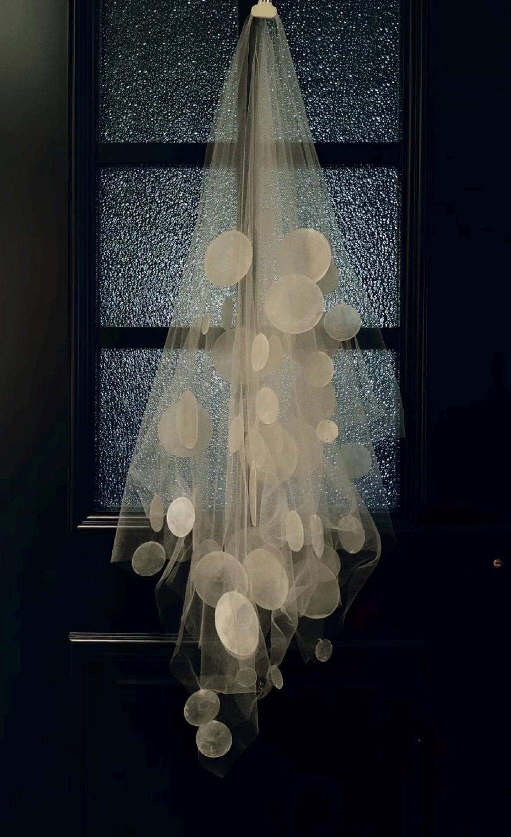 Circular Sequin Bridal Veil, Oversized Circle Applique Tulle Veil, Modern Abstract Wedding Veil, Artistic Statement Bride Veil