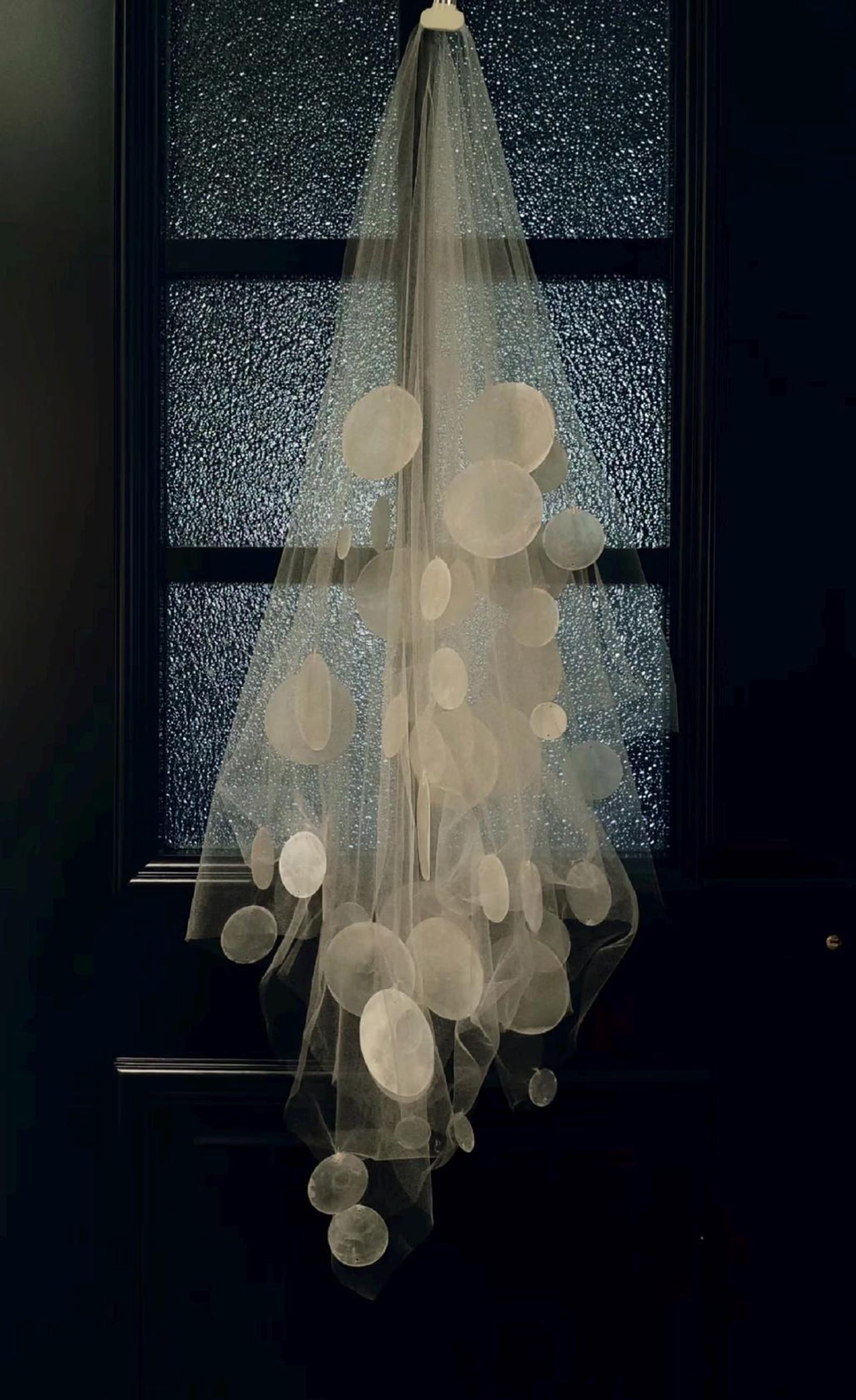Circular Sequin Bridal Veil, Oversized Circle Applique Tulle Veil, Modern Abstract Wedding Veil, Artistic Statement Bride Veil