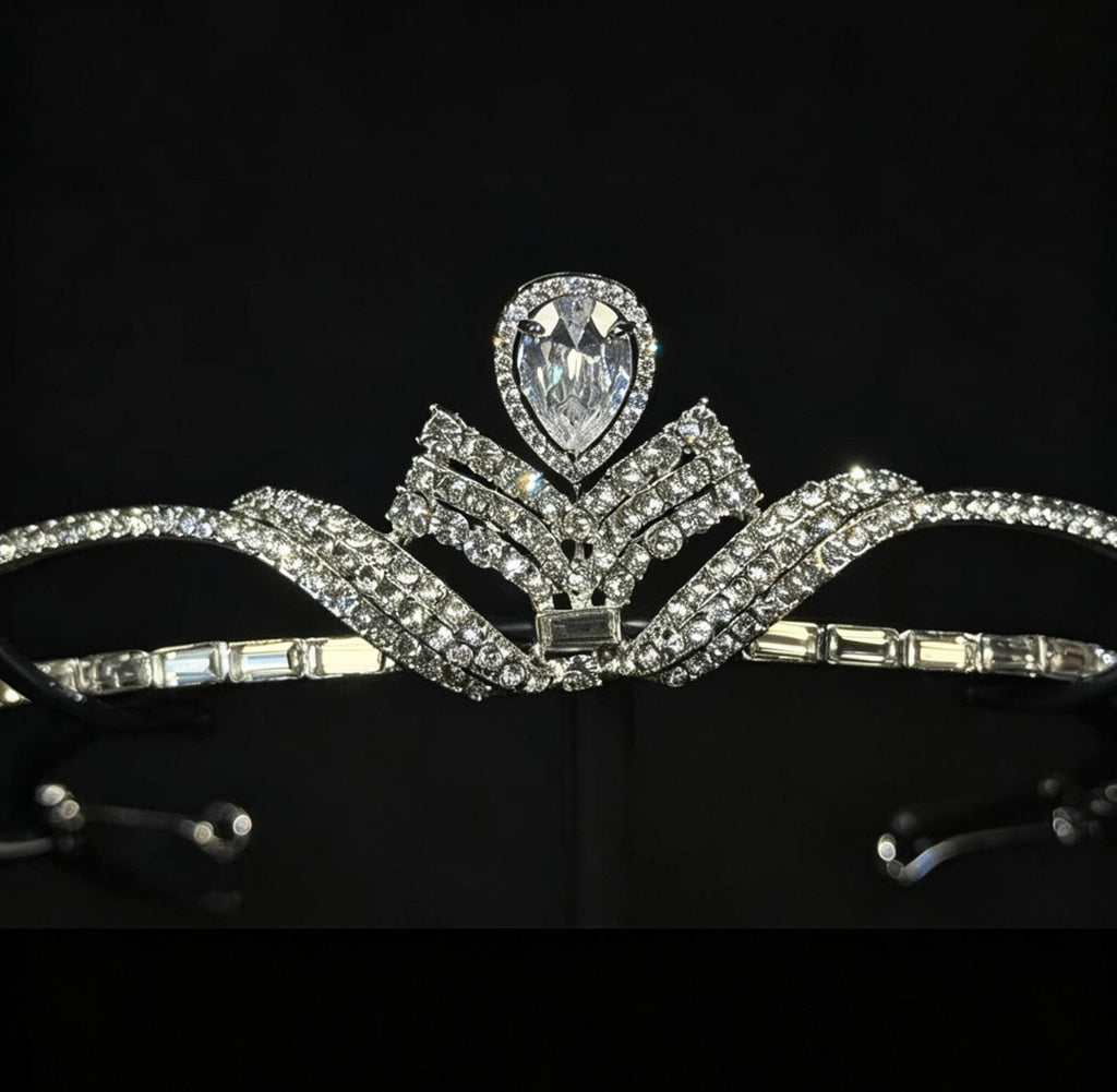 Josephine Inspired Bridal Tiara, Cubic Zirconia Wedding Crown, Royal Crystal Tiara, Elegant Bride Headpiece for Wedding Day