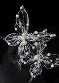Hand‑wired Pearl Butterfly Bridal Headpiece, Crystal Rhinestone Butterfly Hair Clip, Fairy Wedding Hair Accessory for Bride