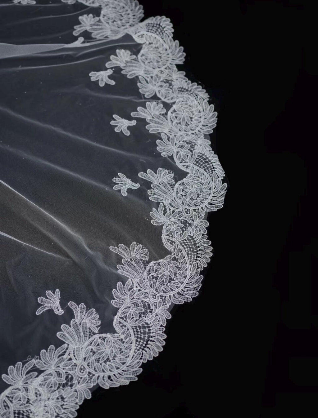 Baroque Lace Mantilla Veil, Cathedral Length Bridal Veil With Tassel Fringe Edge, Vintage Lace Cover Face Wedding Veil