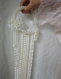 Pearl Cascade Handheld Bridal Bouquet, Long Tassel Pearl Ring Bouquet, Handmade Wedding Photo Prop for Bride