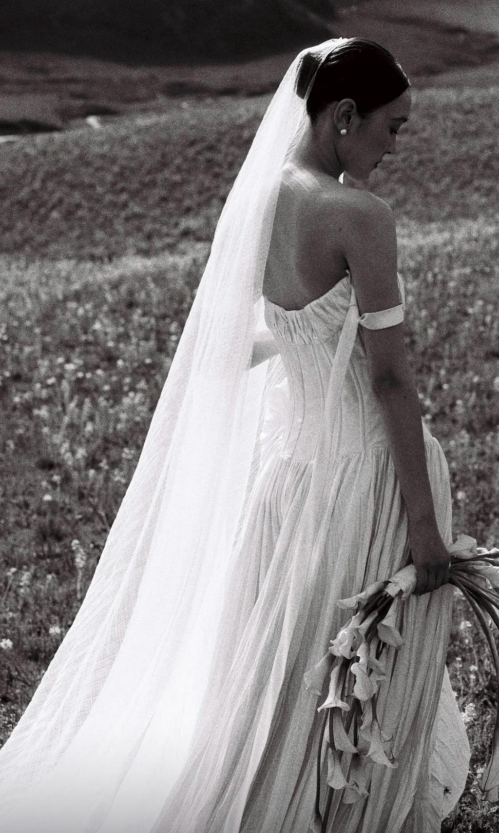 Strapless Corset Wedding Gown, Pleated Voluminous Ballgown, Off‑Shoulder Tie Strap Bridal Dress
