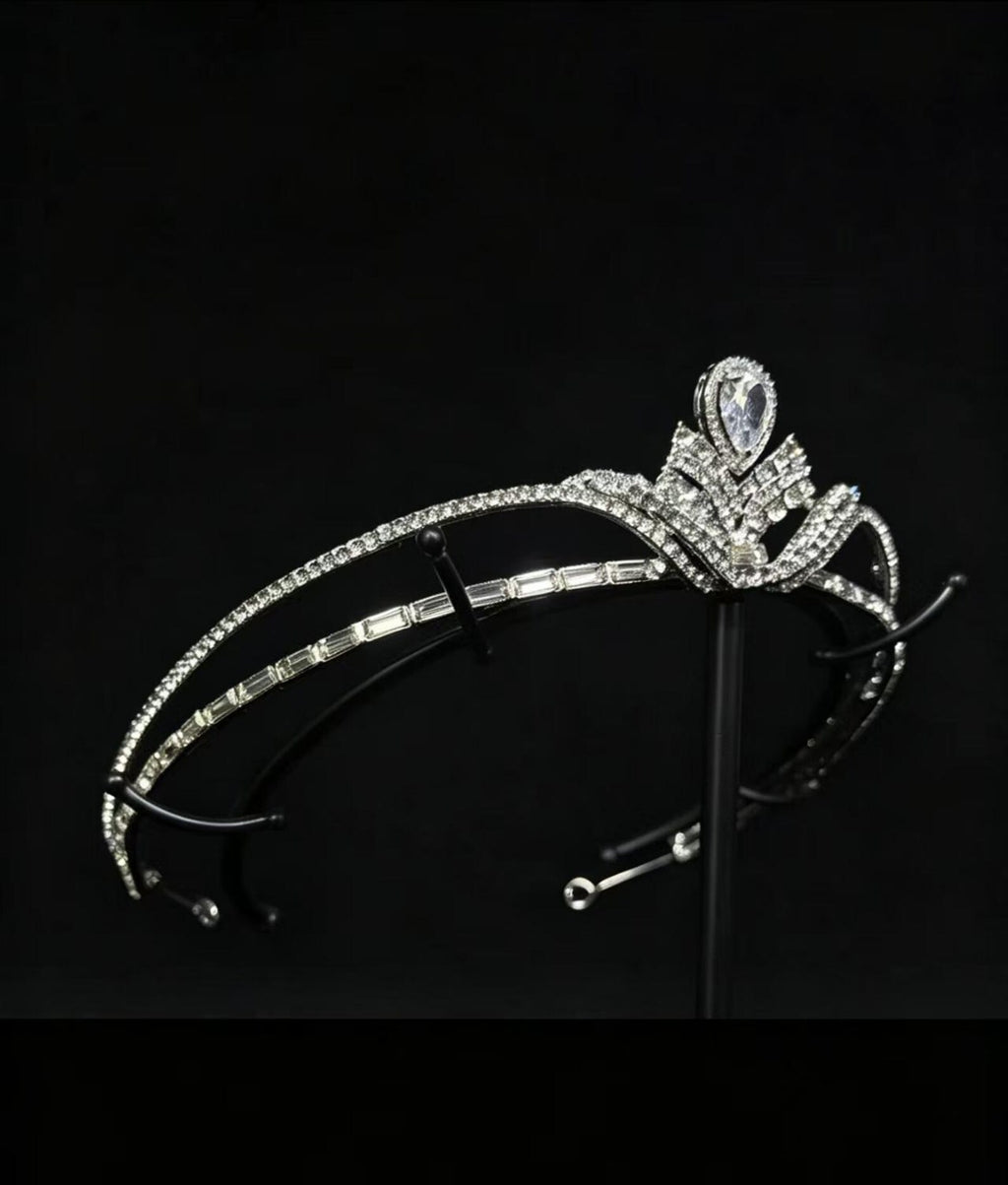 Josephine Inspired Bridal Tiara, Cubic Zirconia Wedding Crown, Royal Crystal Tiara, Elegant Bride Headpiece for Wedding Day