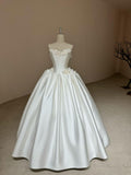 Strapless 3D Floral Mikado Satin Ballgown Wedding Dress, Handmade Flower Bridal Gown