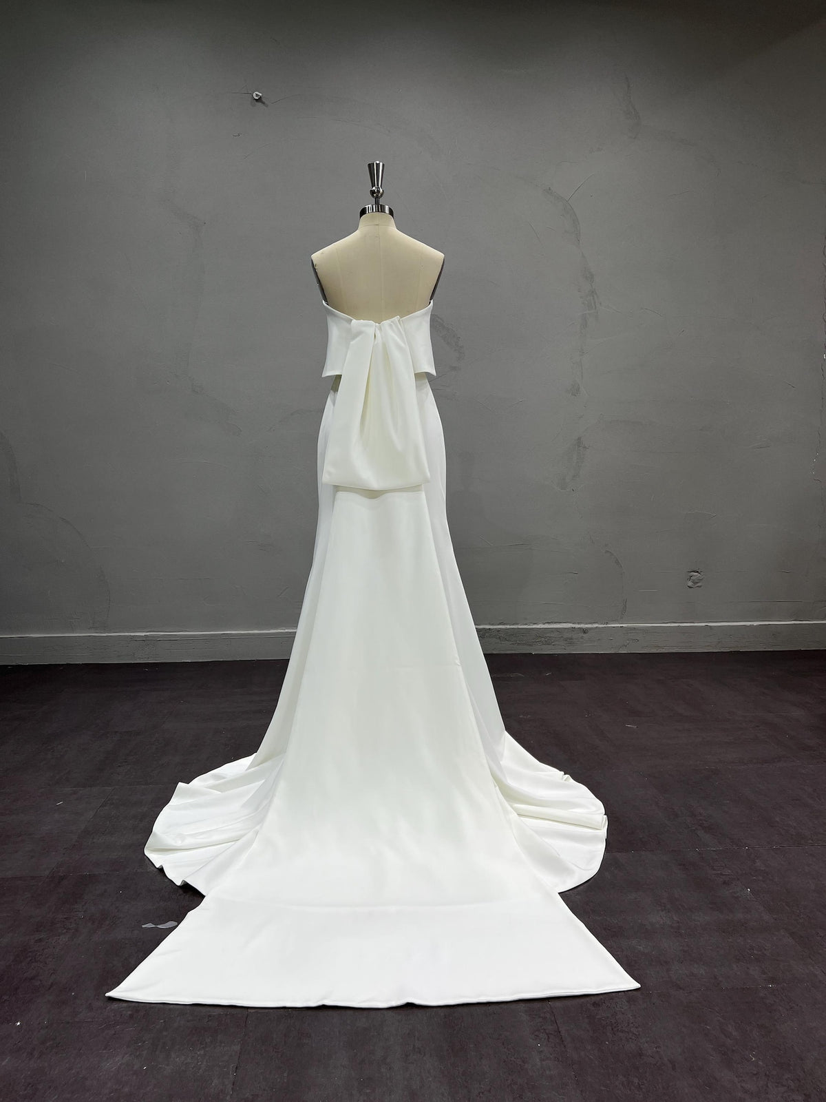 Two Piece Satin Mermaid Wedding Dress, Strapless Tube Top Minimalist Bridal Gown