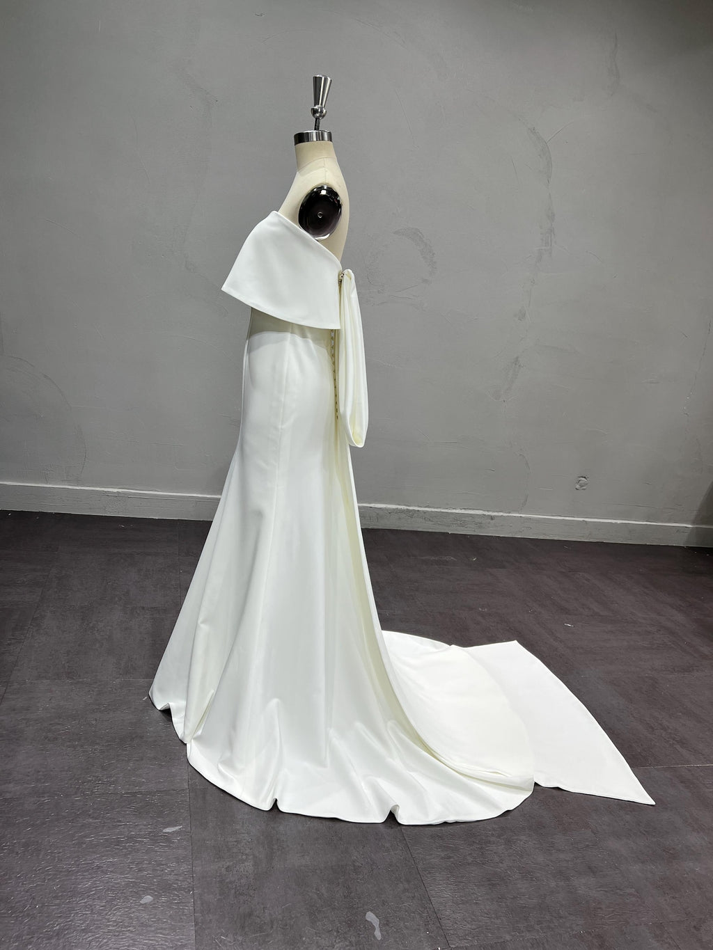 Two Piece Satin Mermaid Wedding Dress, Strapless Tube Top Minimalist Bridal Gown