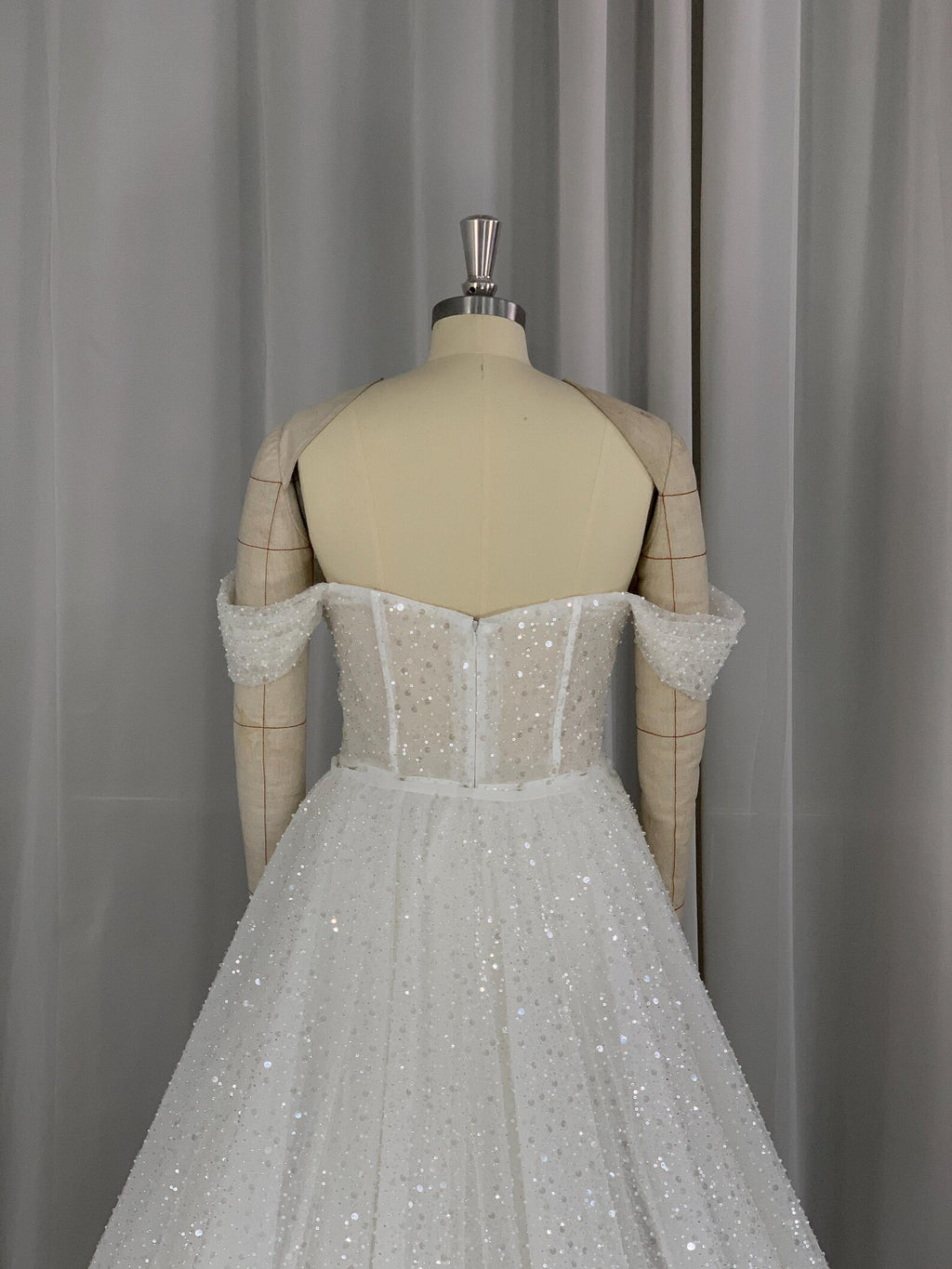 Off Shoulder Sparkly Mermaid Wedding Dress, Sequin Corset Bridal Gown