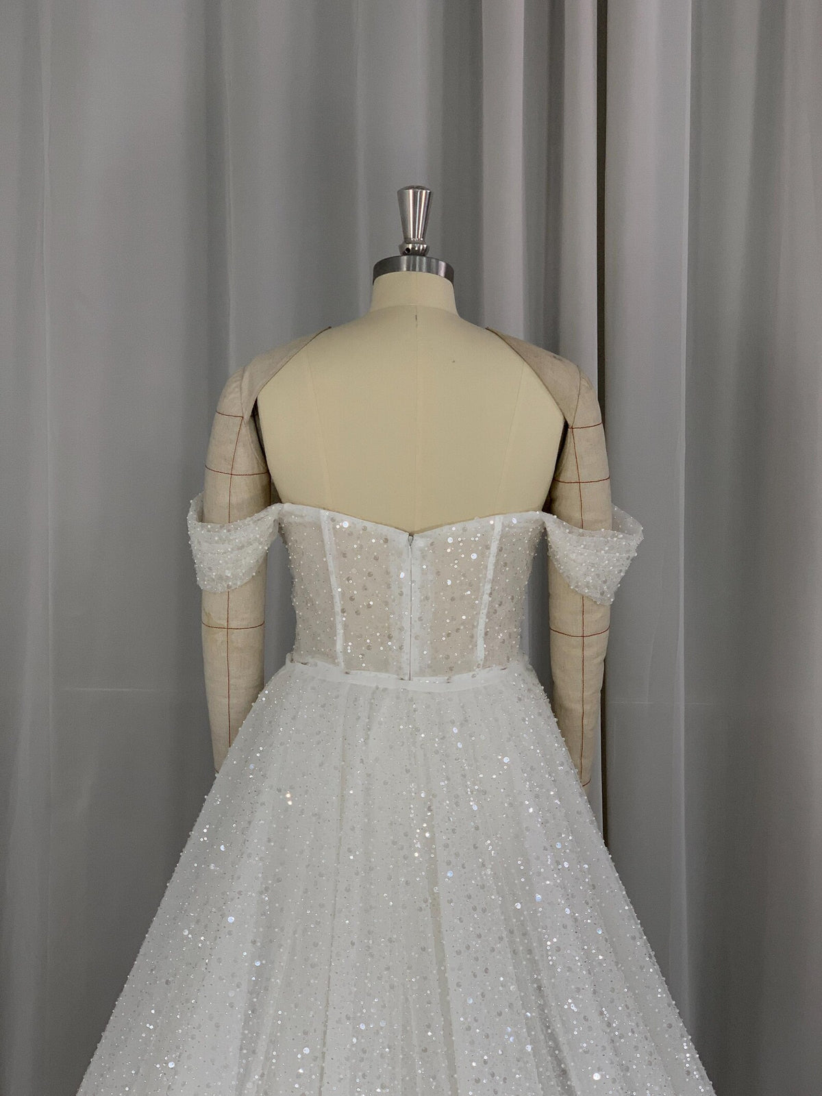 Off Shoulder Sparkly Mermaid Wedding Dress, Sequin Corset Bridal Gown