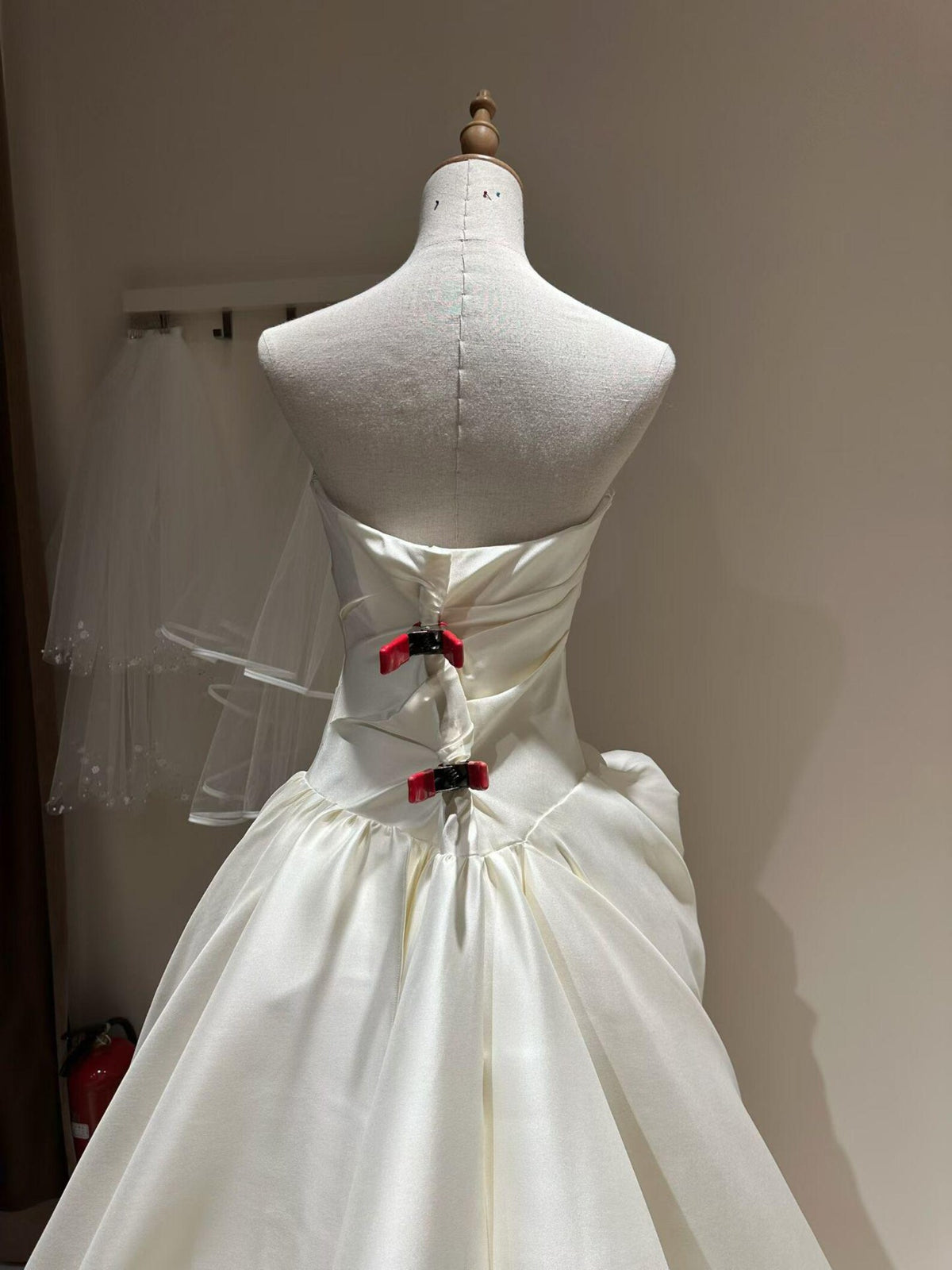 Strapless Draped Satin A-Line Wedding Dress, Oversized 3D Flower Bridal Gown, Chapel Train Modern Couture Wedding Gown, Custom Bride Dress