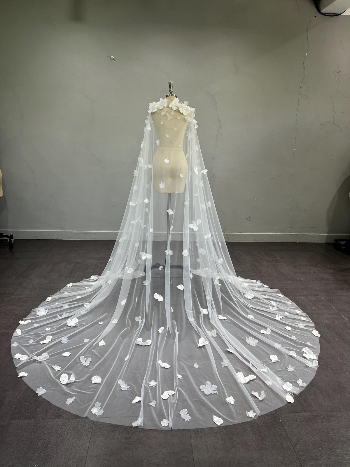 Strapless Satin Mermaid Wedding Dress, Draped Sweetheart Bridal Gown, 3D Floral Tulle Overskirt Custom Wedding Gown