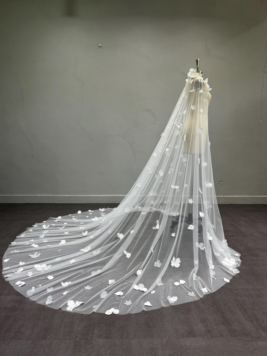 Strapless Satin Mermaid Wedding Dress, Draped Sweetheart Bridal Gown, 3D Floral Tulle Overskirt Custom Wedding Gown