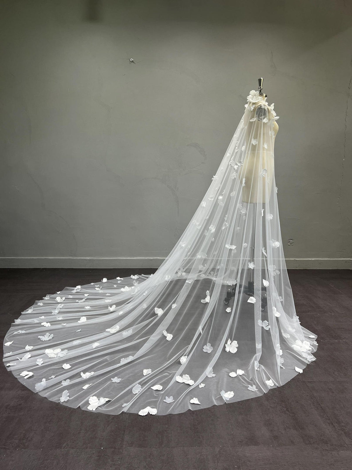 Strapless Satin Mermaid Wedding Dress, Draped Sweetheart Bridal Gown, 3D Floral Tulle Overskirt Custom Wedding Gown