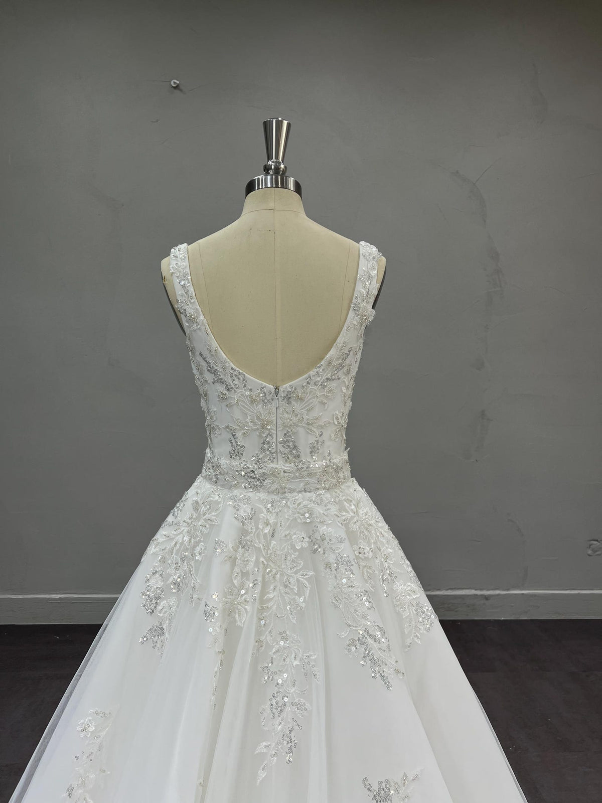 Strapless Draped Satin Mermaid Wedding Dress, 3D Floral Detachable Tulle Overskirt Bridal Gown, Custom Wedding Gown