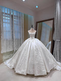 Satin Wedding Dress, Off the Shoulder Bridal Gown, Lace Applique Ball Gown, Sweetheart Neckline, Classic Elegant Bridal Dress, Custom Made