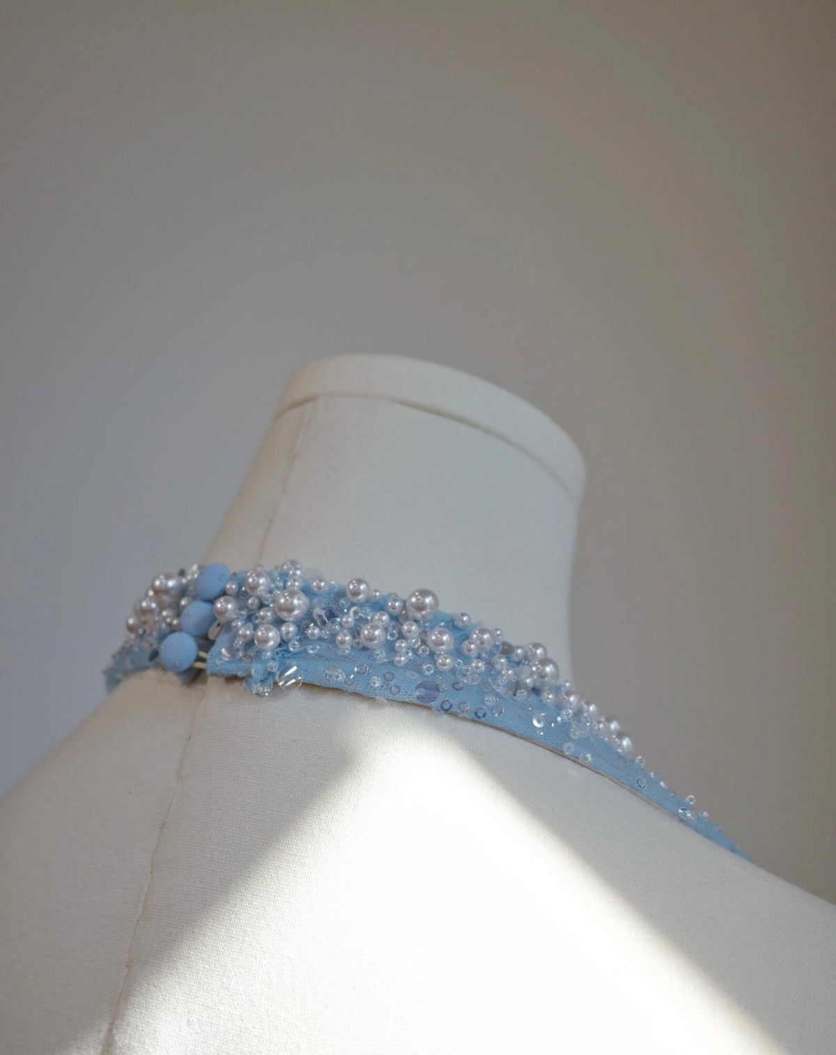 Light Blue Halter Tulle Evening Gown, Sparkle Beaded Deep V Formal Dress, Fairy Prom Dress, Wedding Guest Gown, Custom Long Maxi Dress