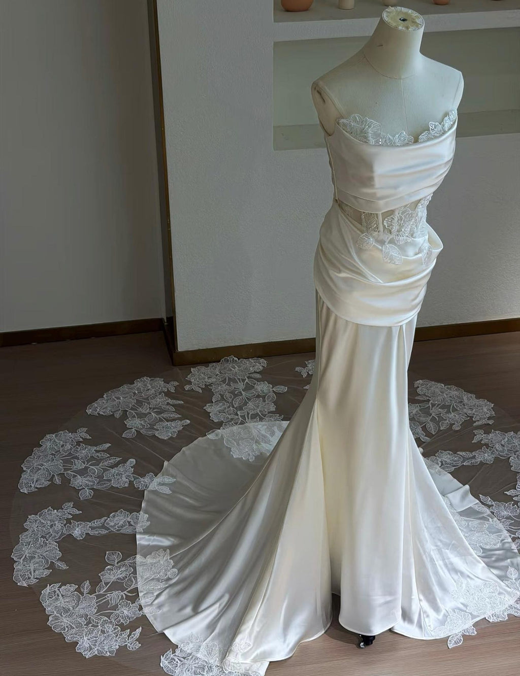 Sweetheart Satin Ballgown Wedding Gown, Crystal Embellished Bridal Dress, Boned Corset Wedding Dress, Custom Luxury Bridal Gown