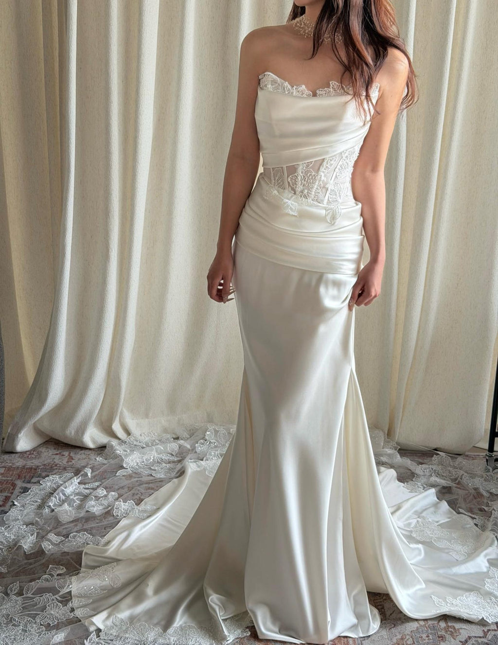 Sweetheart Satin Ballgown Wedding Gown, Crystal Embellished Bridal Dress, Boned Corset Wedding Dress, Custom Luxury Bridal Gown