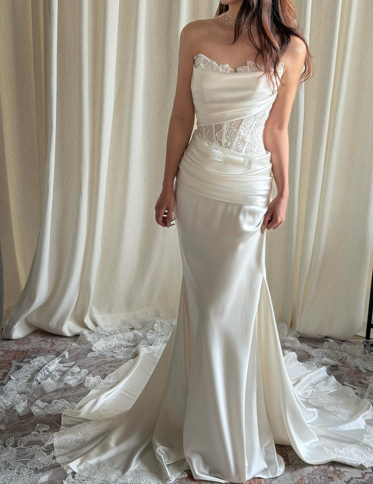Sweetheart Satin Ballgown Wedding Gown, Crystal Embellished Bridal Dress, Boned Corset Wedding Dress, Custom Luxury Bridal Gown