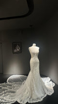 Vintage Lace Ballgown Wedding Dress, Detachable High Neck Long Sleeve Lace Bolero Bridal Gown