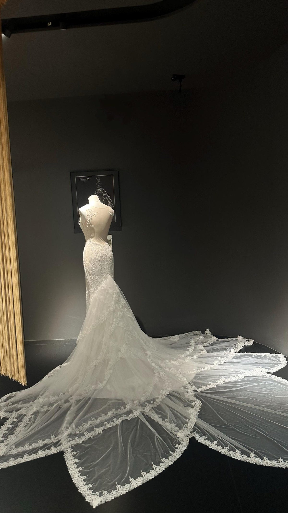 Vintage Lace Ballgown Wedding Dress, Detachable High Neck Long Sleeve Lace Bolero Bridal Gown