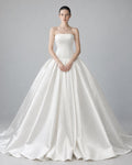 Minimalist Wedding Dress, Strapless Satin Ball Gown, Modern Simple Bridal Gown, Clean Elegant Wedding Dress, Fitted Bodice, Custom Made