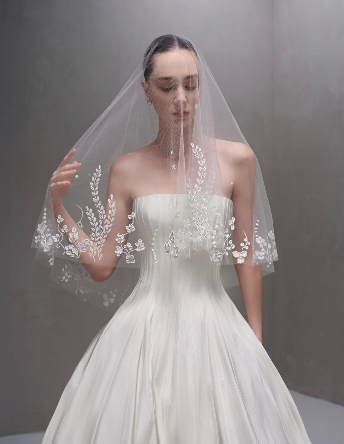 Minimalist Strapless Satin Ballgown Wedding Dress, Architectural Bandeau Corset Bridal Gown, Clean Modern Mikado Wedding Gown