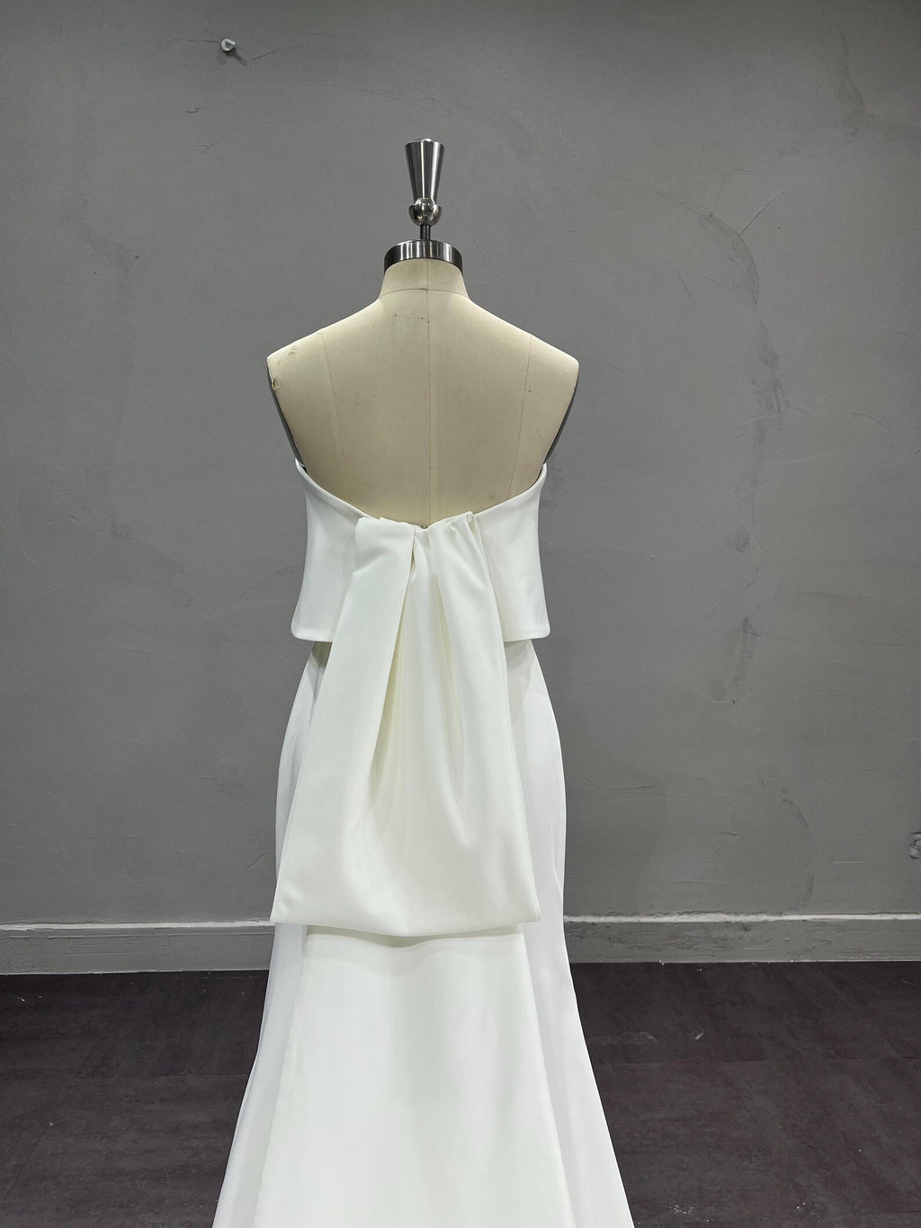 Two Piece Satin Mermaid Wedding Dress, Strapless Tube Top Minimalist Bridal Gown